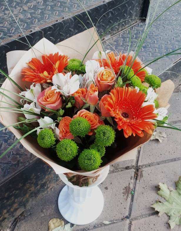 Букет цветов из: Герберы, Хризантемы, Альстромерии и Розы в Супонево