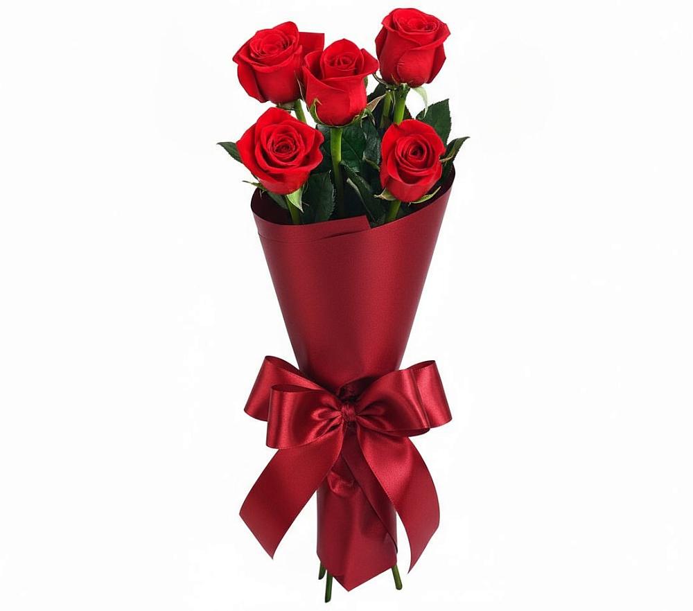 Букет 5 Красных роз Эдлесс Лав в Супонево