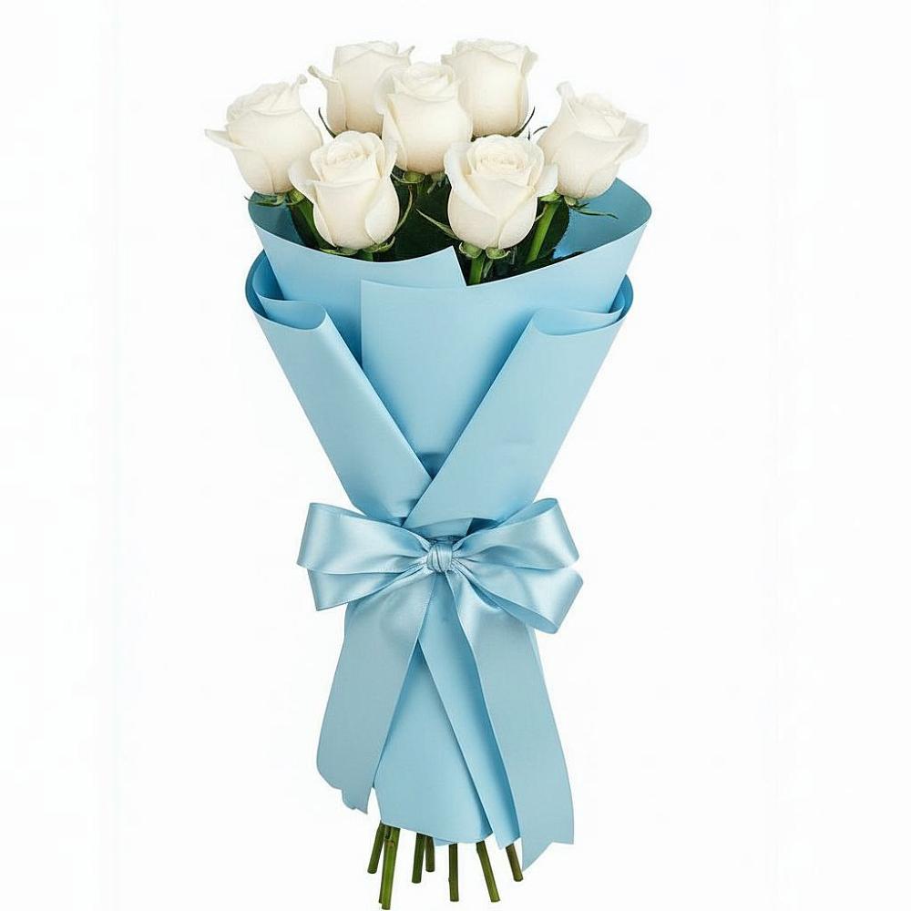 Букет 7 белых роз Проуд в Супонево