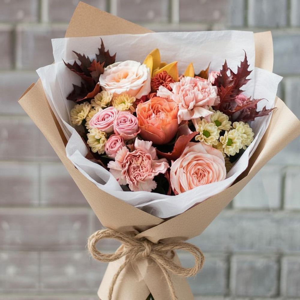 Букет цветов из: Гвоздики, Хризантемы и Розы в Супонево