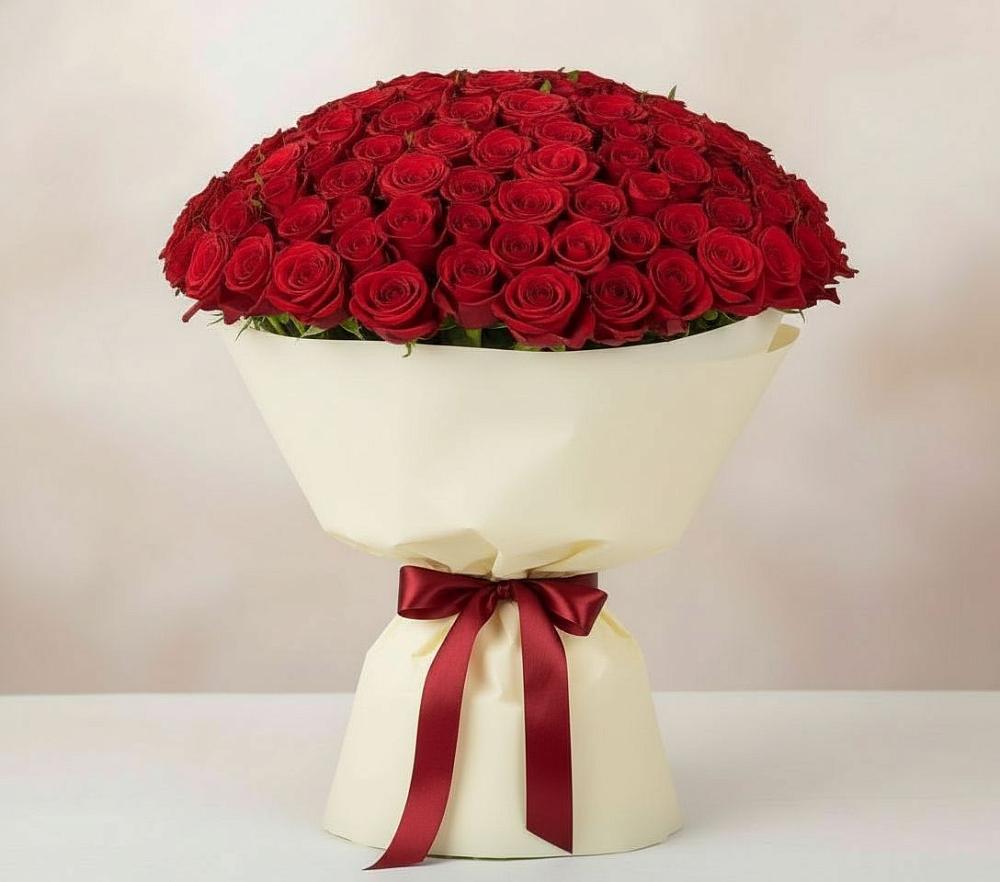 Букет 101 Красная роза Милано в Супонево