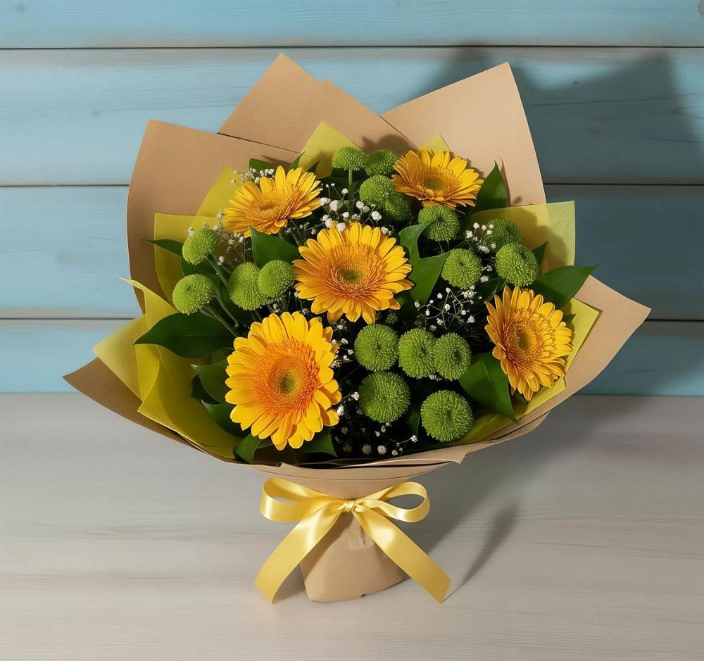 Букет цветов из: Герберы и Хризантемы в Супонево