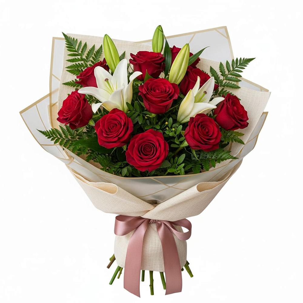 Букет цветов из: Лилии и Розы в Супонево