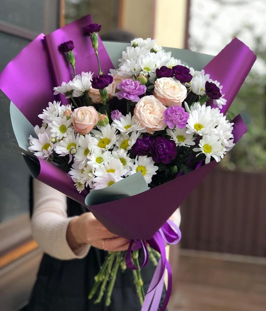 Букет цветов из: Хризантемы, Гвоздики и Розы в Супонево
