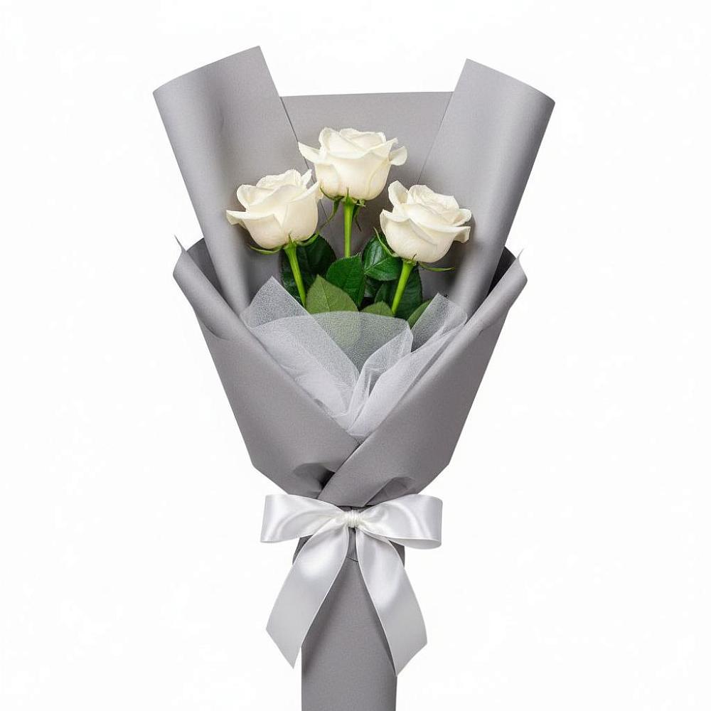 Букет 3 белые розы в Супонево