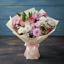 Букет цветов из:  Хризантемы, Альстромерии и Розы в Супонево