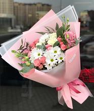 Букет цветов из:  Розы, Лизиантусы и Хризантемы в Супонево