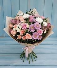 Букет цветов из:  Хризантемы, Розы и Альстромерии в Супонево